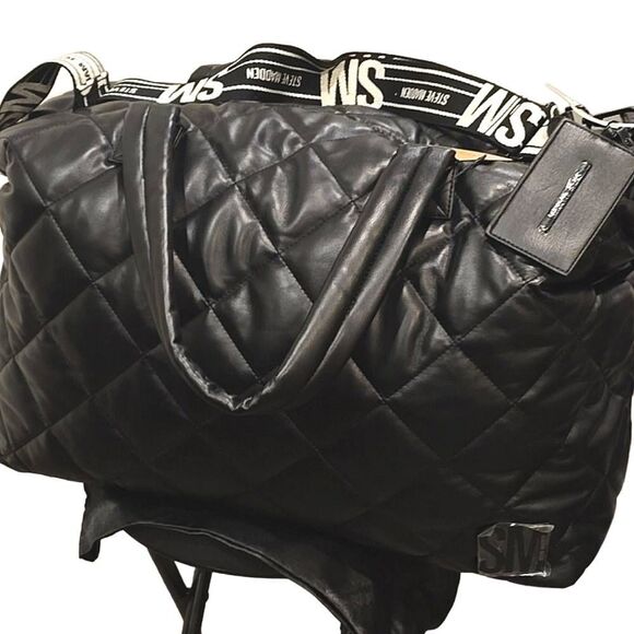Steve Madden BGlaze Quilted Weekender- Black - Picture 3 of 9